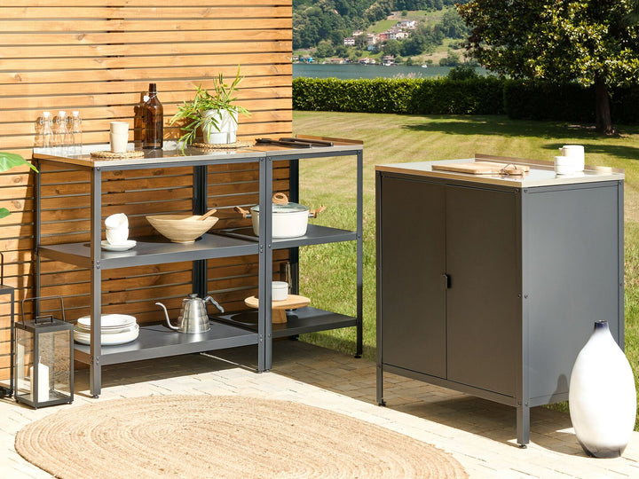 03/10/2025 Vilama Steel Outdoor Kitchen Island 80 x 50 x 92 Black