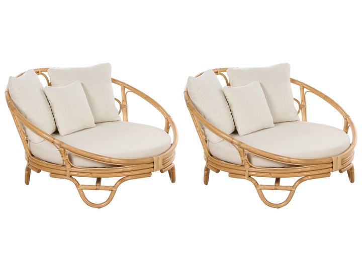 Rossano Set of 2 Garden Daybeds Rattan Natural