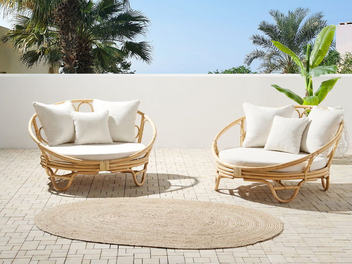 Rossano Set of 2 Garden Daybeds Rattan Natural