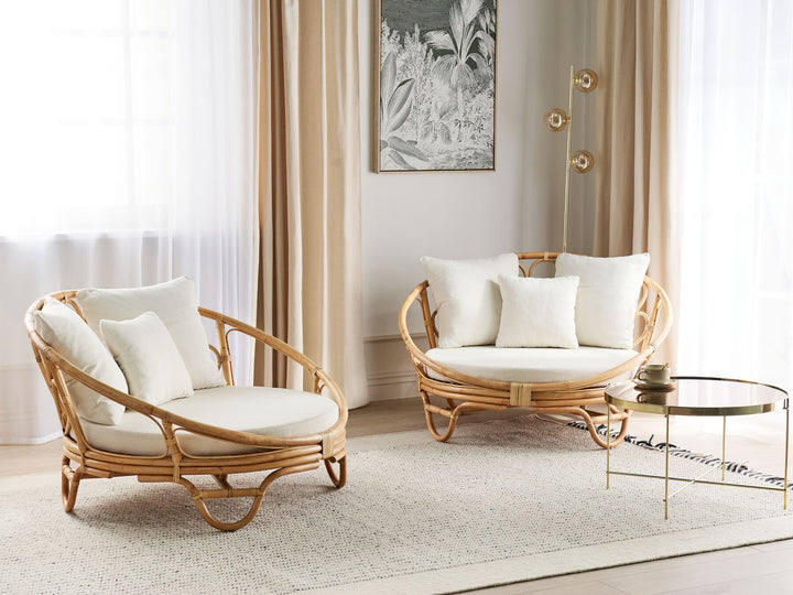 Rossano Set of 2 Garden Daybeds Rattan Natural