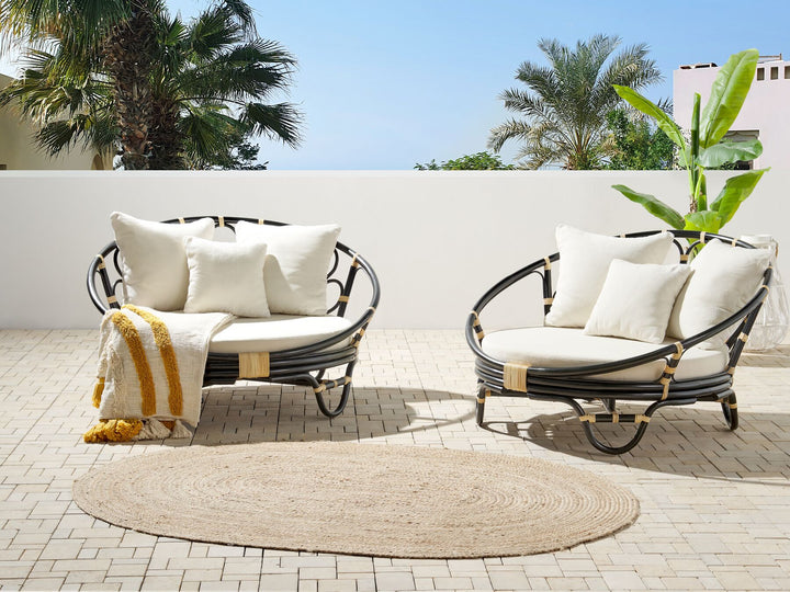 Rossano Set of 2 Garden Daybeds Rattan Black