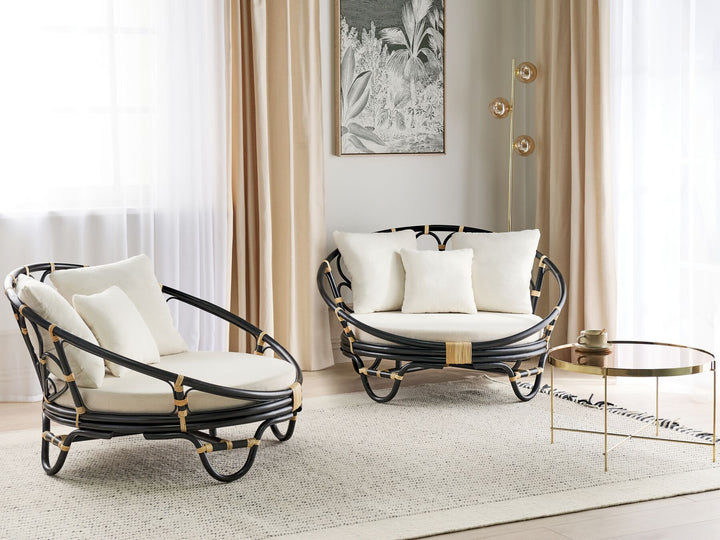 Rossano Set of 2 Garden Daybeds Rattan Black