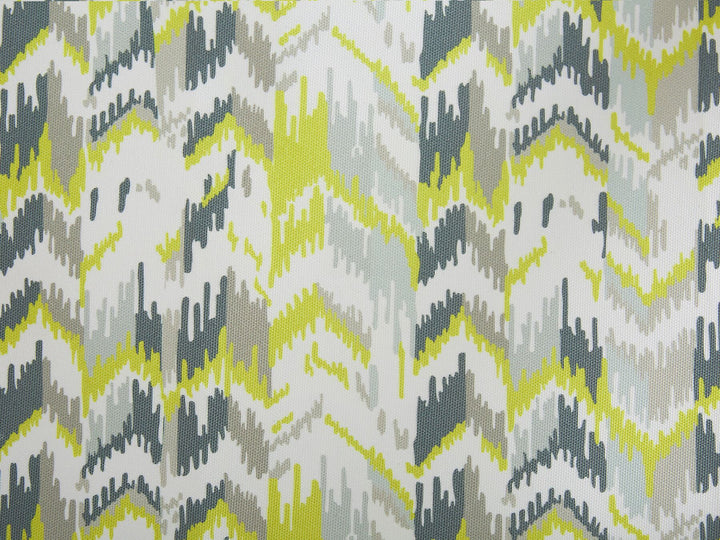 Set of 2 Acacia Folding Deck Chairs and 2 Replacement Fabrics Light Wood with Off-White / Yellow and Grey Pattern Isanti