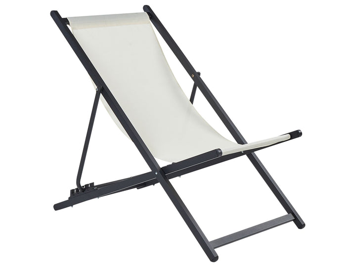 Folding Deck Chair Cream and Black Amberella