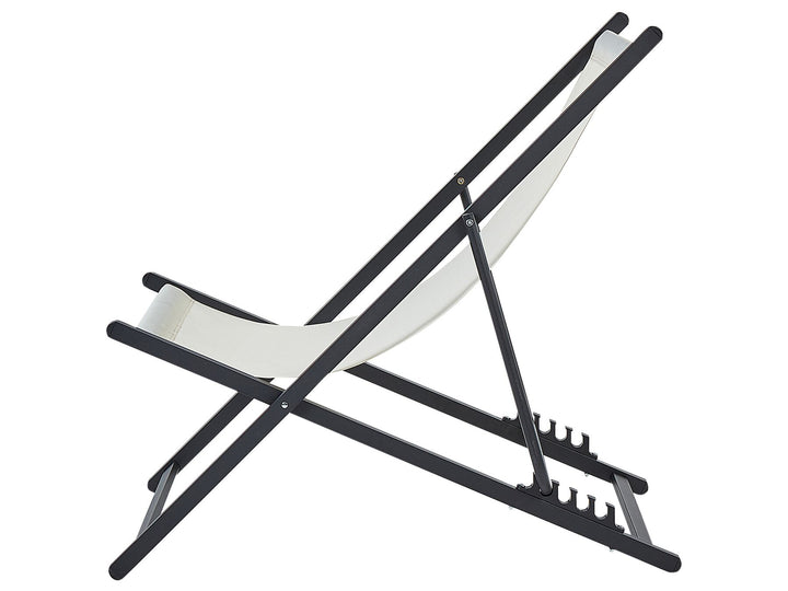 Folding Deck Chair Cream and Black Amberella