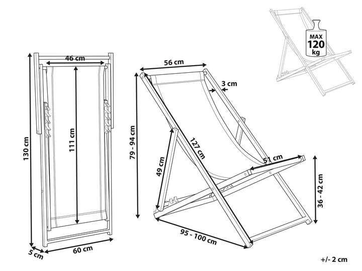 Folding Deck Chair Grey and White Anrey
