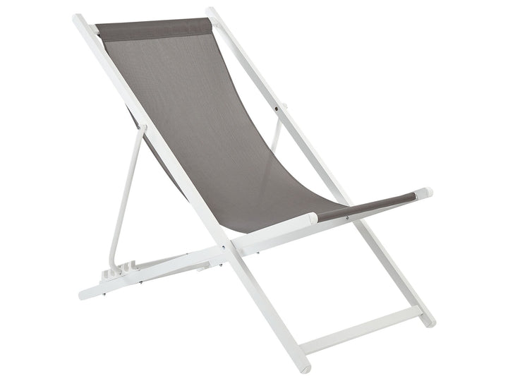 Folding Deck Chair Grey and White Anrey
