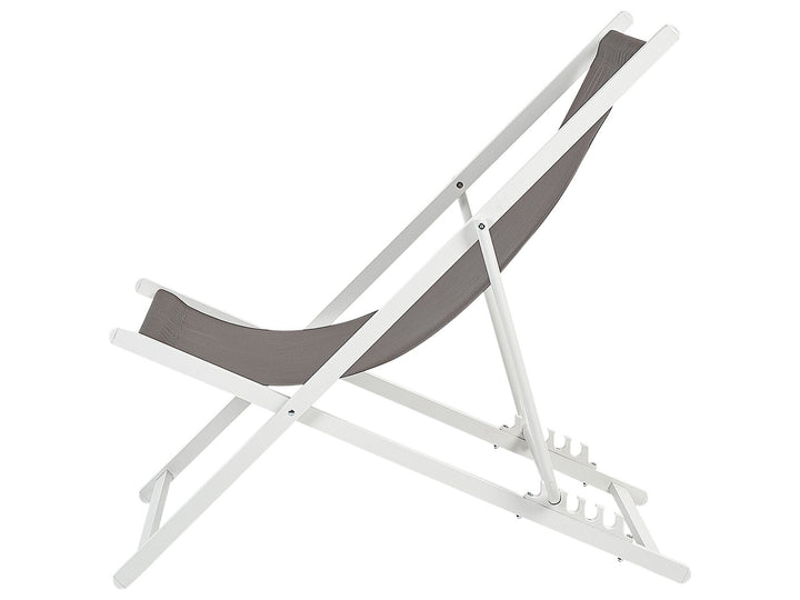 Folding Deck Chair Grey and White Anrey