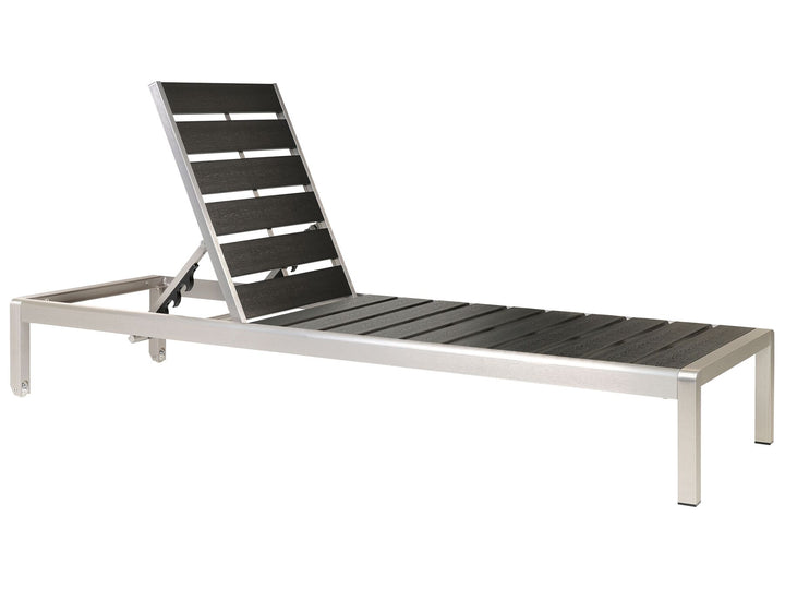 Aluminium Reclining Sun Lounger Black and Silver Lasonja