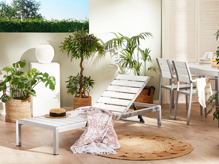 Aluminium Reclining Sun Lounger White NARDO