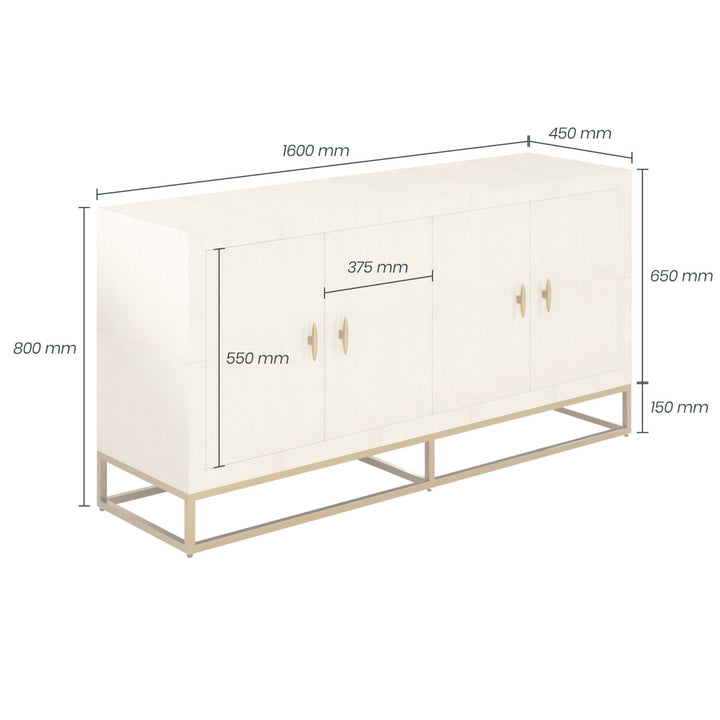 D.I.Designs Hampton Four-door Ivory Shagreen Sideboard