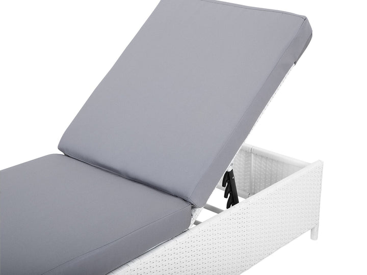 PE Rattan Reclining Sun Lounger White Northside