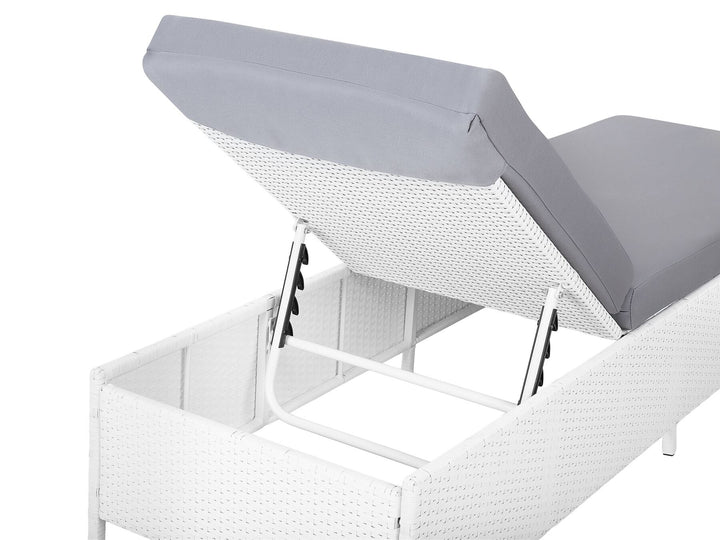 PE Rattan Reclining Sun Lounger White Northside
