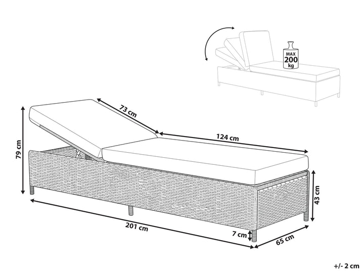 PE Rattan Reclining Sun Lounger White Northside