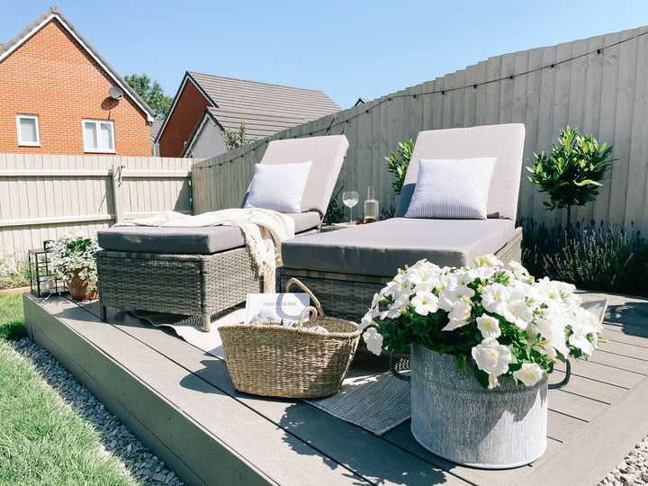 PE Rattan Reclining Sun Lounger Grey Northside