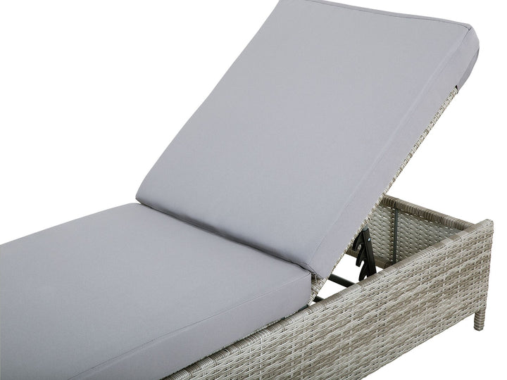 PE Rattan Reclining Sun Lounger Grey Northside