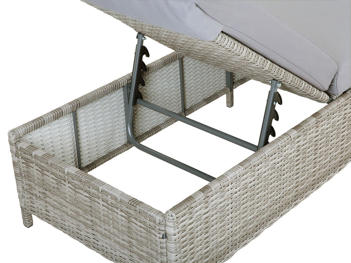 PE Rattan Reclining Sun Lounger Grey Northside