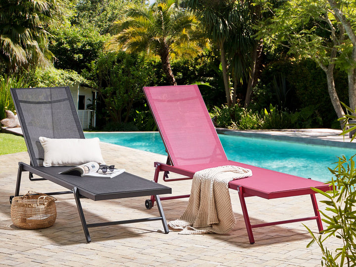 Aluminium Reclining Sun Lounger Black PORTOFINO