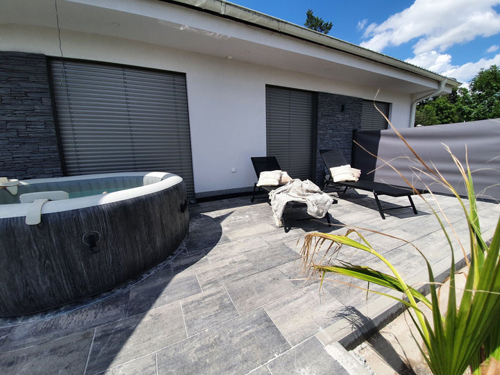 Aluminium Reclining Sun Lounger Black Snaresbrook