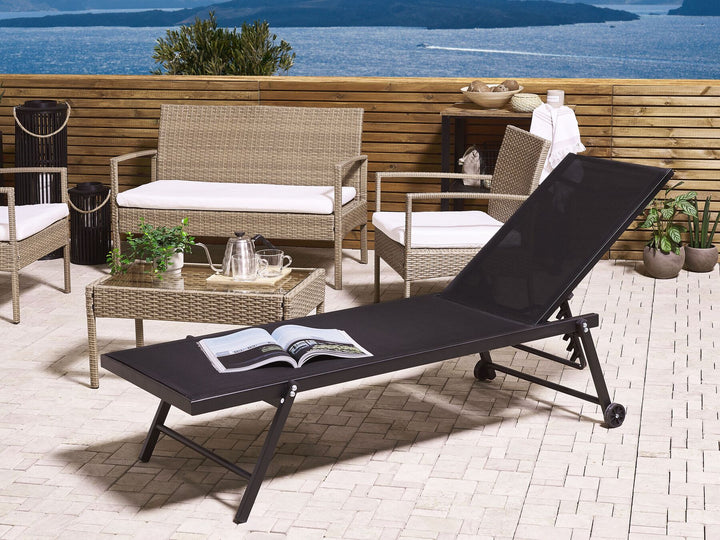 Aluminium Reclining Sun Lounger Black Snaresbrook