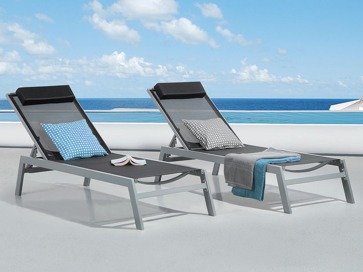 Aluminium Reclining Sun Lounger Black CATANIA II