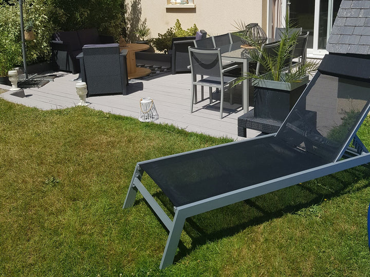 Aluminium Reclining Sun Lounger Black Barteldina