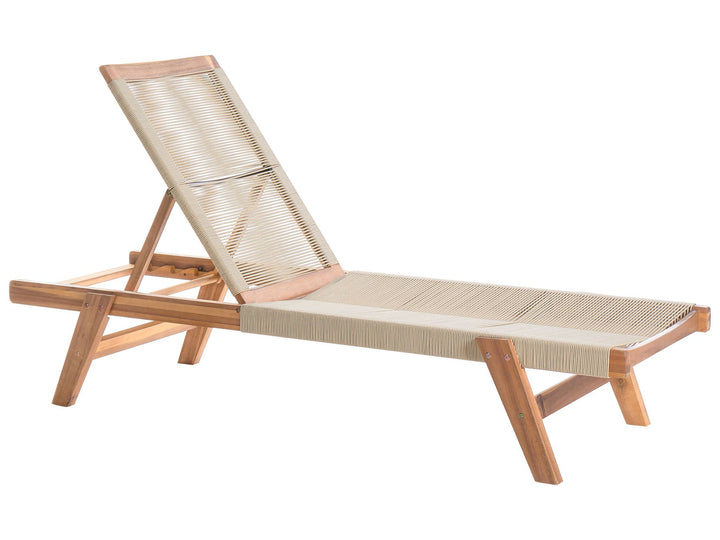 Wooden Reclining Sun Lounger Beige PROSSEDI