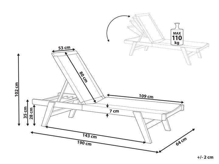 Wooden Reclining Sun Lounger Beige Cherine