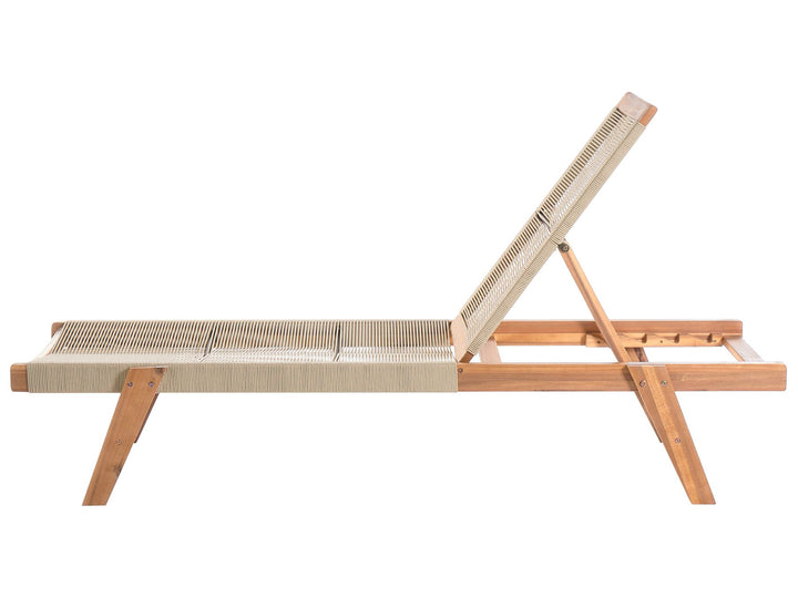 Wooden Reclining Sun Lounger Beige Cherine