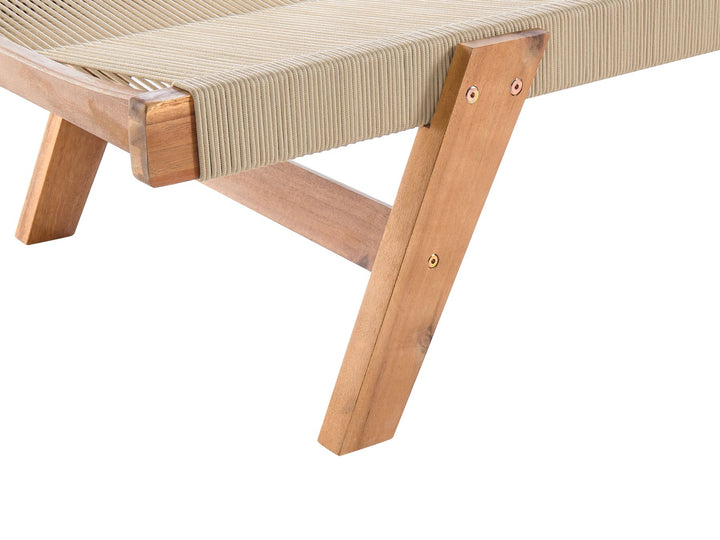 Wooden Reclining Sun Lounger Beige Cherine