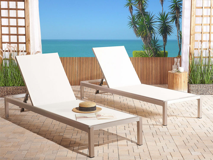Aluminium Reclining Sun Lounger White FOSSATO