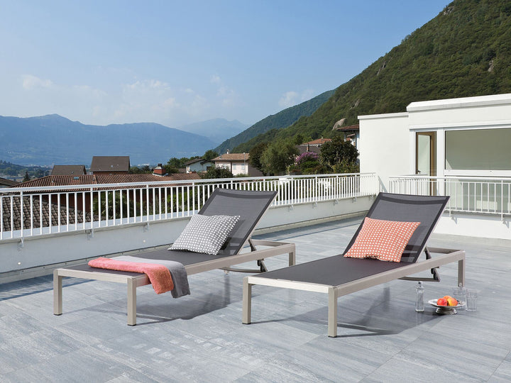 Aluminium Reclining Sun Lounger Black FOSSATO