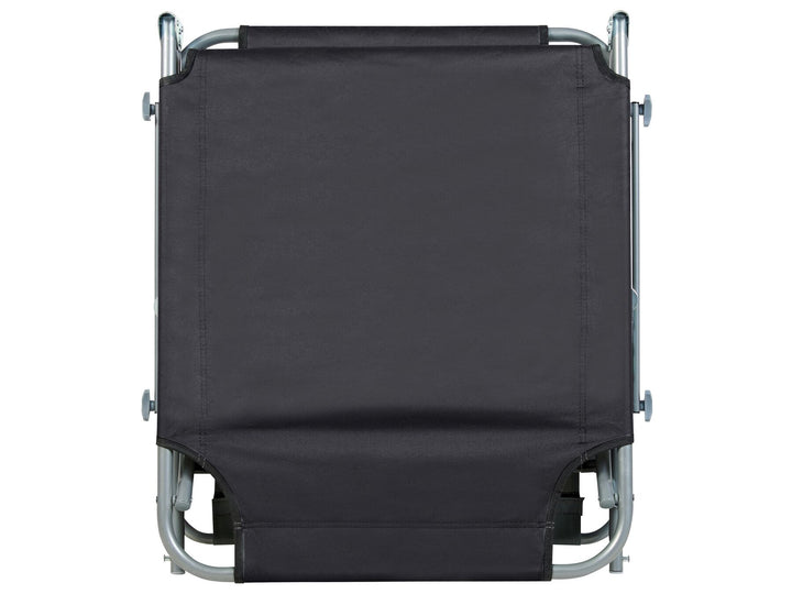 Steel Reclining Sun Lounger with Canopy Black Adamantios