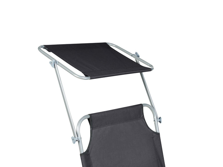Steel Reclining Sun Lounger with Canopy Black Adamantios