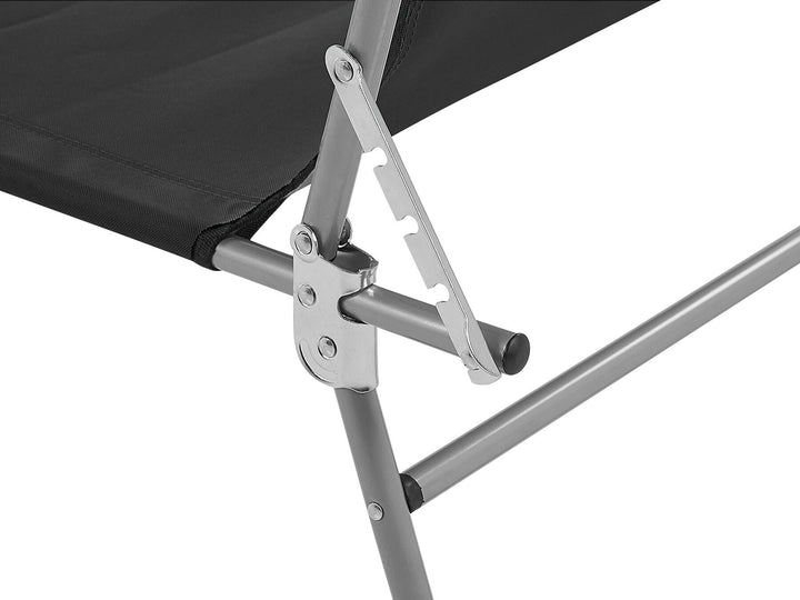 Steel Reclining Sun Lounger with Canopy Black Adamantios