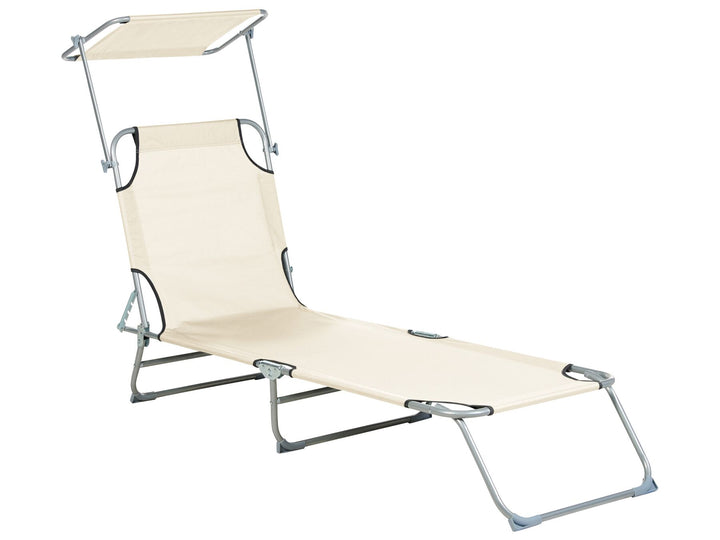 Steel Reclining Sun Lounger with Canopy Cream Adamantios