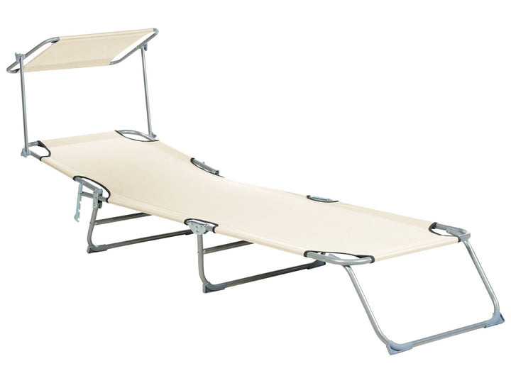 Steel Reclining Sun Lounger with Canopy Cream Adamantios