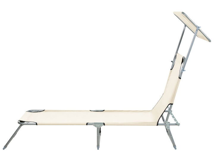 Steel Reclining Sun Lounger with Canopy Cream Adamantios