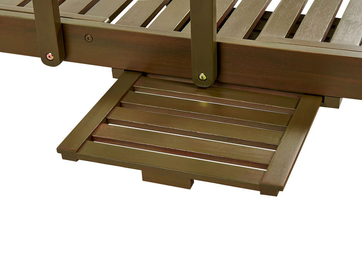 Acacia Wood Reclining Sun Lounger with Red Cushion Finsbury