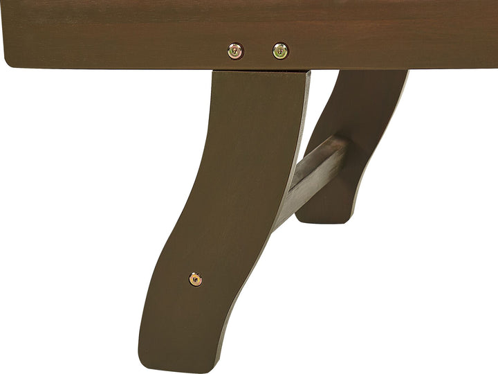 Acacia Wood Reclining Sun Lounger with Red Cushion Finsbury