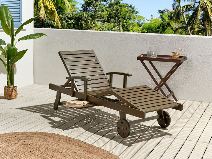 Acacia Wood Reclining Sun Lounger Dark AMANTEA