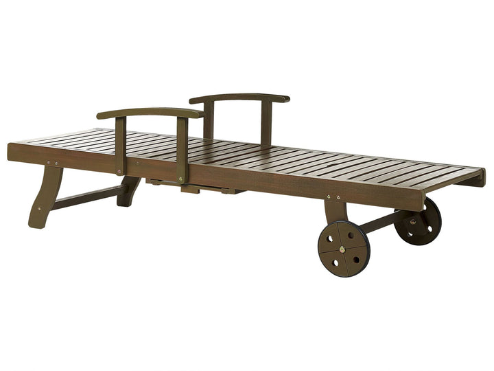 Acacia Wood Reclining Sun Lounger Dark Finsbury