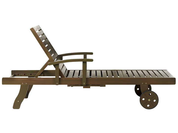 Acacia Wood Reclining Sun Lounger Dark Finsbury
