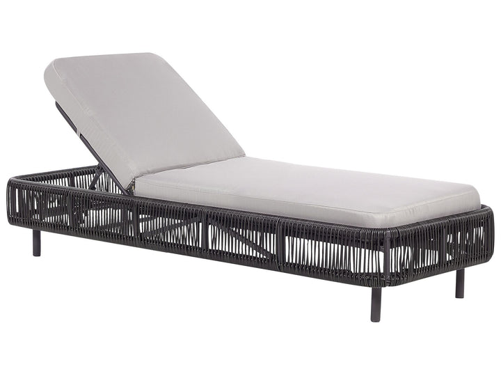 PE Rattan Reclining Sun Lounger Grey OSINI