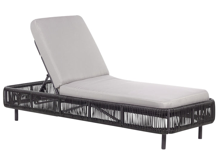 PE Rattan Reclining Sun Lounger Grey Aalayah