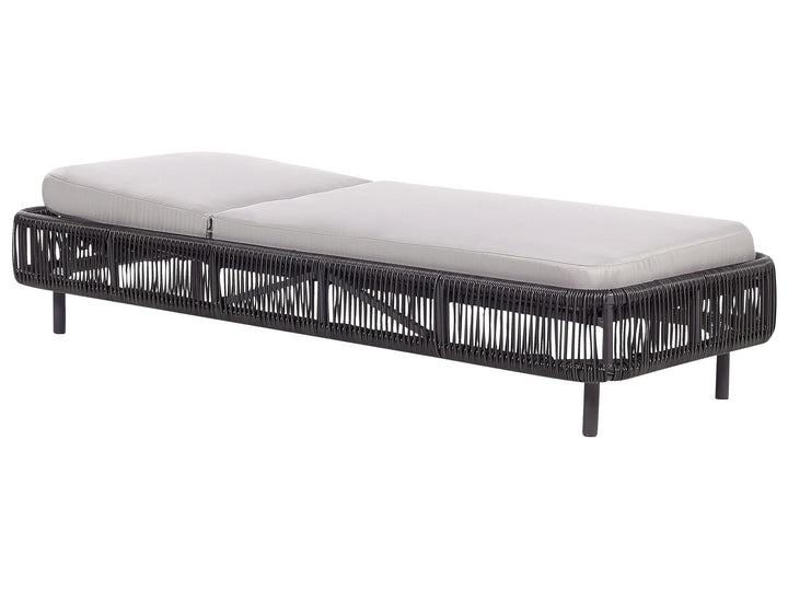 PE Rattan Reclining Sun Lounger Grey Aalayah