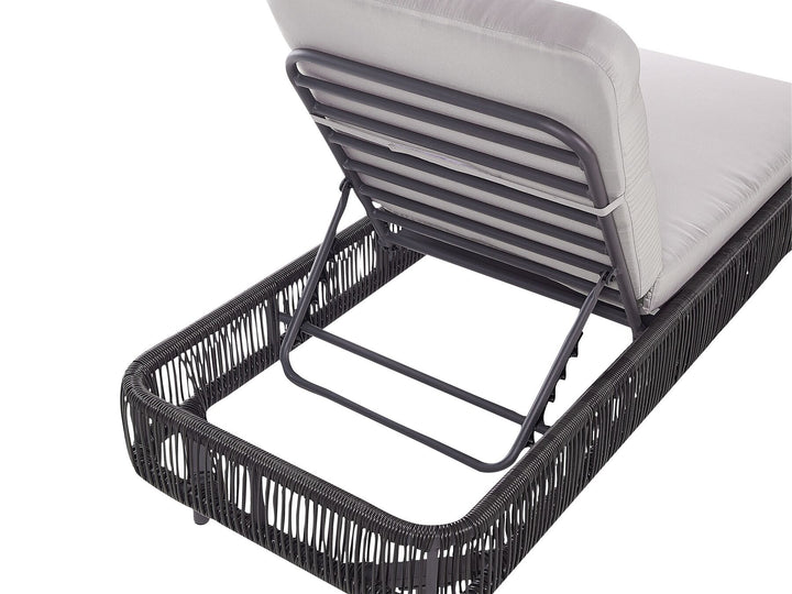 PE Rattan Reclining Sun Lounger Grey Aalayah