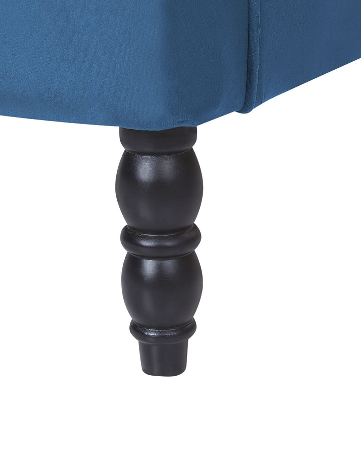 Sandset Armchair with Footstool Velvet Dark Blue