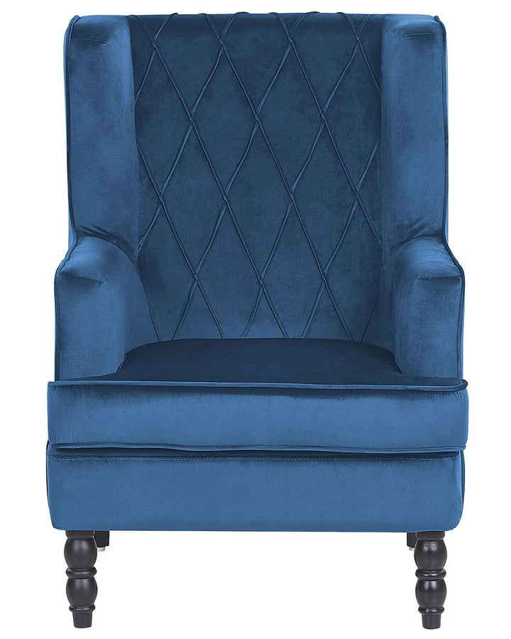 Sandset Armchair with Footstool Velvet Dark Blue