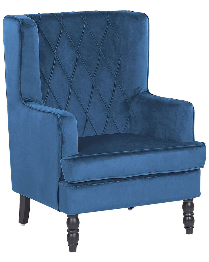 Sandset Armchair with Footstool Velvet Dark Blue